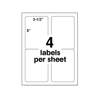 3-1/2 X 5" 4 Up Laser/Inkjet Address Labels